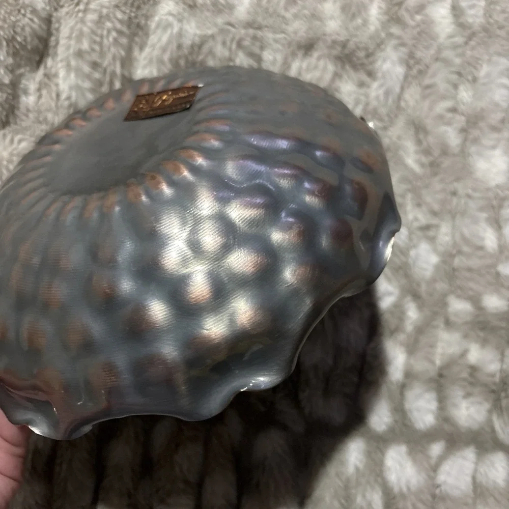 Vintage Gregorian Hammered Copper Bowl Scalloped Edge Made in USA 9